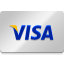 Visa credit card logo displayed on white background for payment options.